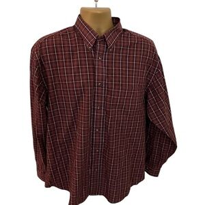 Vintage Y2K Arrow Plaid Button Down Shirt Wrinkle Free Maroon Combo M 15-15.5